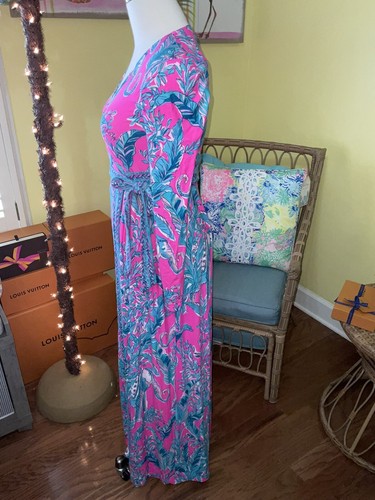 Pre-owned Lilly Pulitzer Marseilles Wrap Maxi Talk Story To Me $228 Size Xxs,xs,s,m In Multicolor