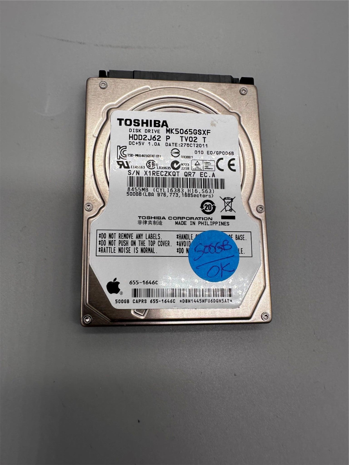 mk5065gsxf、e0?/ gp006b、hdd2j62?P tv02?T、Toshiba 500?GB SATA 2.5ハードドライブ Amazon | -Toshiba MK5065GSXF 500 GB SATA 2.5-inch Internal