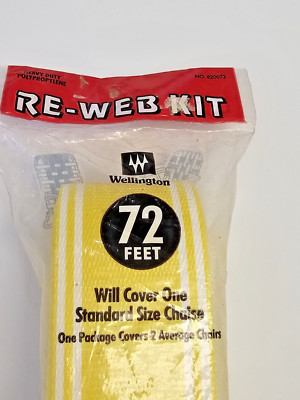 Vtg Wellington Re-Web Webbing Kit Chair Chaise Yellow White 72 ft NIP