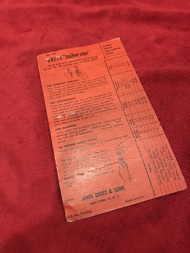 Vintage 1950 Dritz Tailor-ette Ruler on Original Store Display Card.