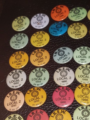 LOT OF 51 I.B.E.W PIN BACK BUTTON BADGE UNION BROTHERHOOD ELECTRICAL WORKERS #2