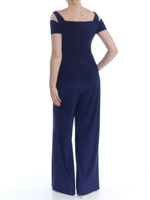 NW WOMEN $99 Womens New 1348 Navy Cutout Wide Leg Jumpsuit 10 B+B