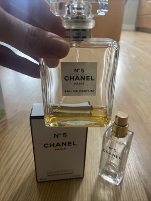 Lot 2 Empty Bottles Perfume Full Size Chanel 5 Eau de Parfum Refill + 10+% Left