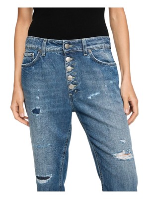 Pre-owned Dondup Woman Jeans Gamba Dritta Denim 17611 In Blue