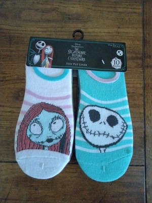 10 pair socks Nightmare Before Christmas women's stay put liner socks Size 4-10