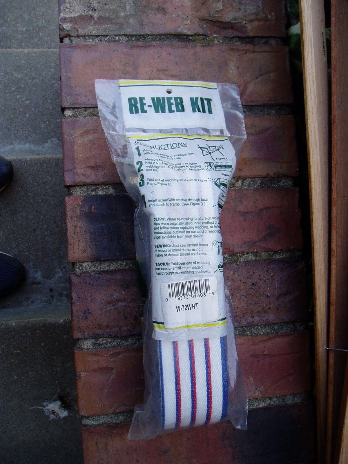 Vtg Jordan Re-Web Kit Lawn Chair Webbing 72 Feet Blue/Red/ White Stripe New