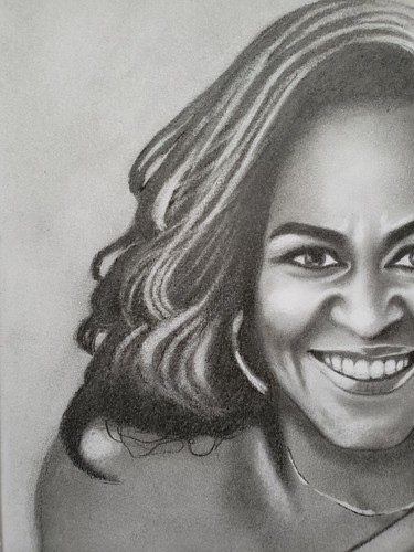 MICHELLE OBAMA PENCIL PORTRAIT DRAWING ON CANSON PAPER