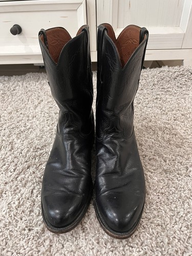 S Size 11 Ee Lawrence Roper Black Leather Western Boots