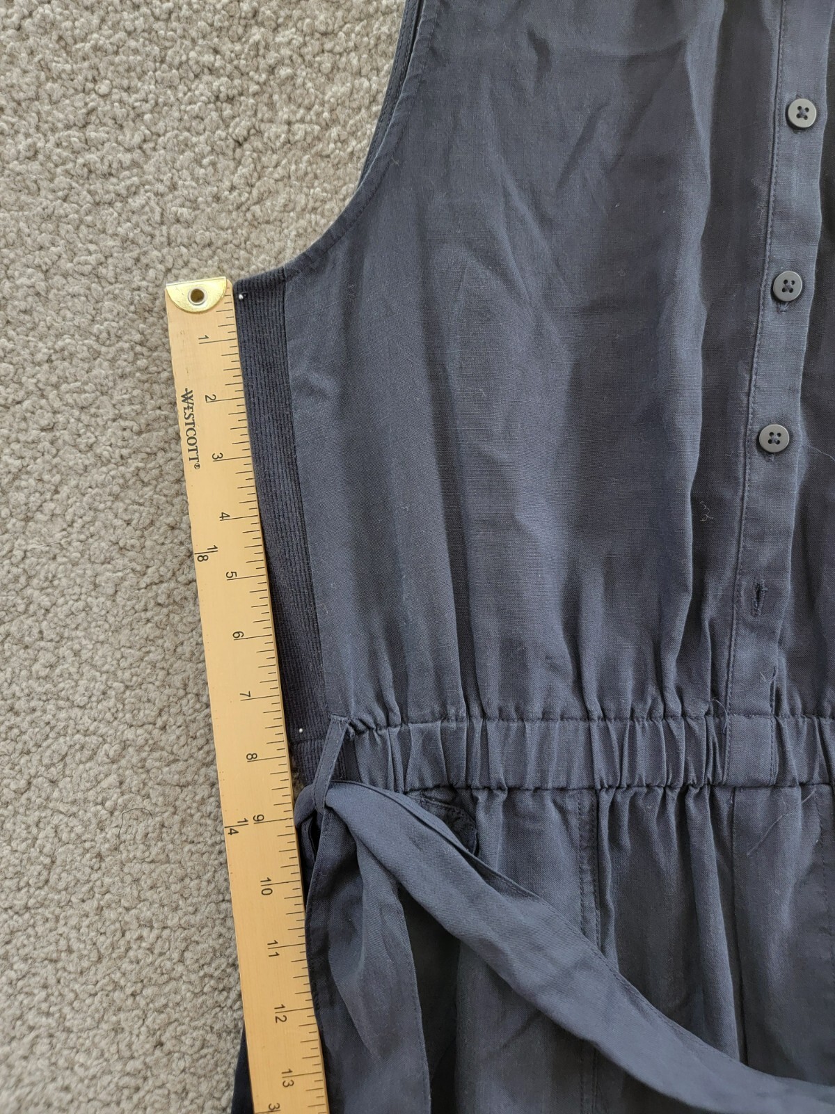 Splendid Colette Belted Jumpsuit Women's M Navy Round Neck Button Front Pull On - Picture 9 of 19