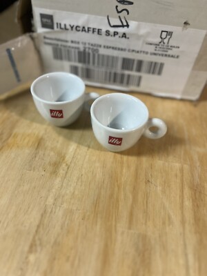 2  ILLY LOGO ESPRESSO SPAL PORCELAIN CUPS ONLY NO SAUCERS OPEN BOX