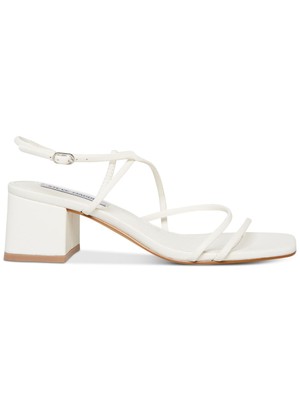 

STEVE MADDEN Женские белые сандалии Rianna с квадратным носком на блочном каблуке с ремешком на пятке, размер 10 м, Белый, RIAN01S1