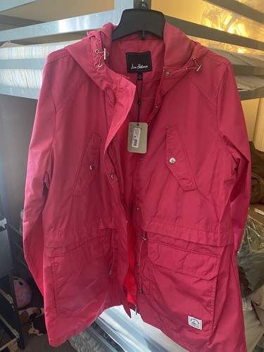 Pink Anorak Jacket Size Xl Hooded Full Zip Up Parka