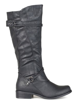 

JOURNEE COLLECTION Женские черные ботинки для верховой езды Harley с круглым носком на блочном каблуке, Черный, HARLEY-BLK-090WC