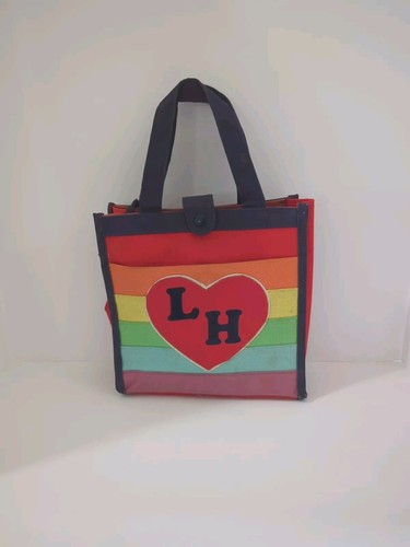 1980s Multicolor Rainbow Thick Canvas Mini Tote Bag 