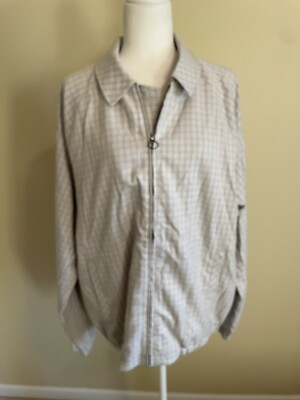 Topman Men's Herrington Grey Plaid Zip Up Collared Jacket Size XL