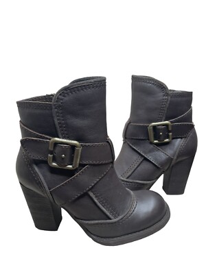 Report Valerie Bootie Women s 6.5 Brown Leather New High Heel Side Zip Y2K Boho