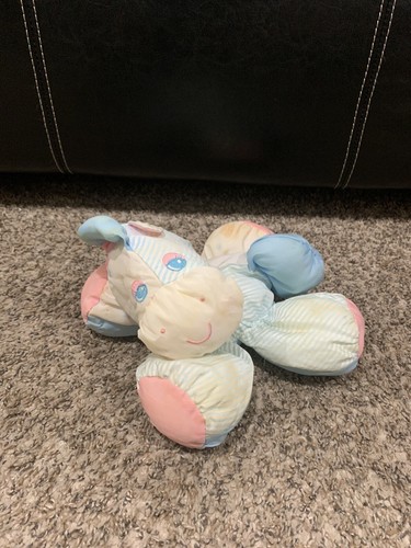 Fisher Price Puffalump Zebra Pony 1991 Vintage Plush Blue White Stars Stripes