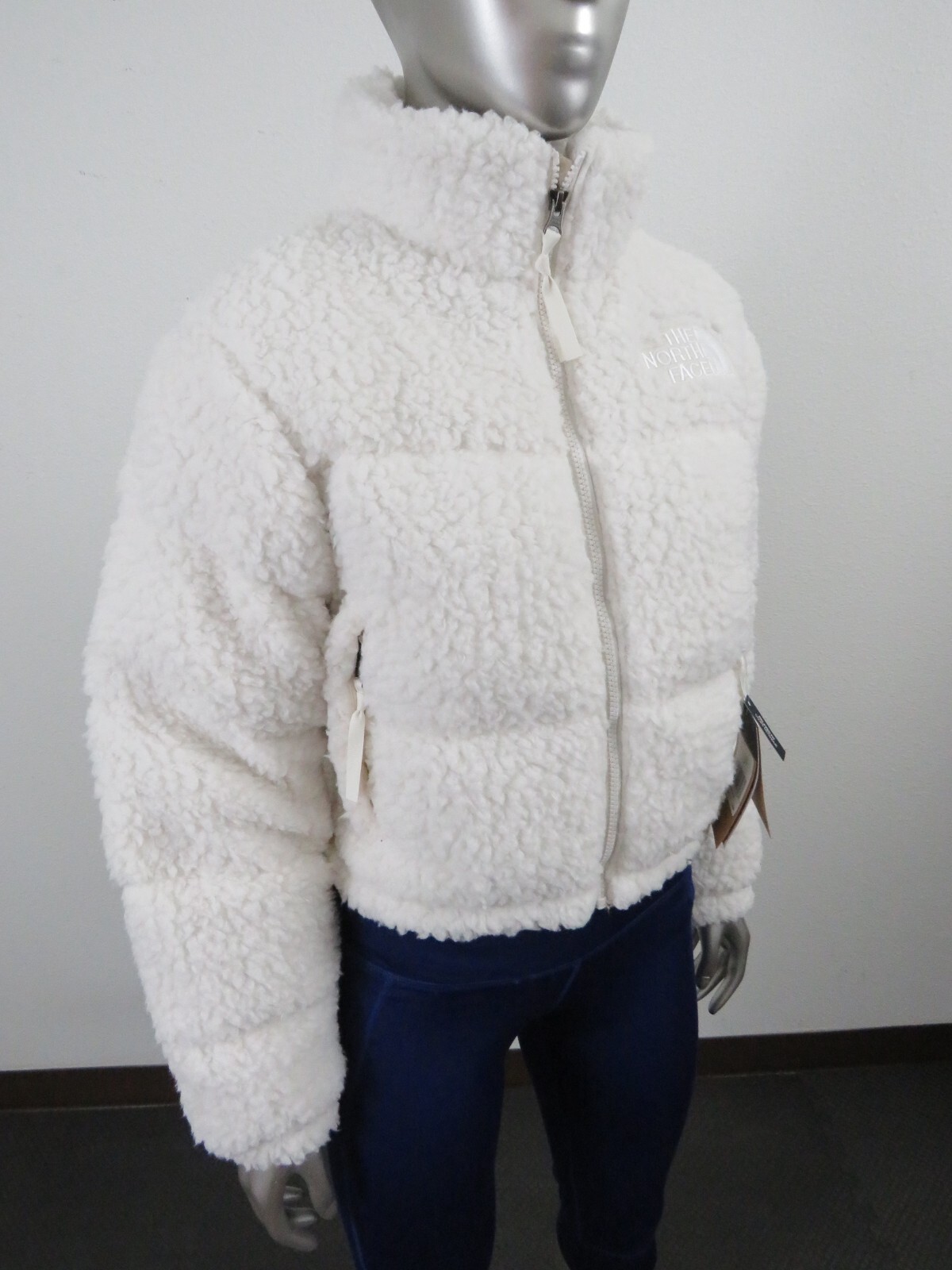 Pre-owned The North Face Womens  High Pile Sherpa Nuptse Short Crop 700-down Jacket White