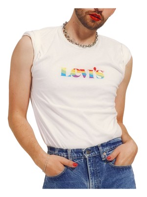 

Мужская трикотажная рубашка классического кроя с графическим логотипом LEVIS Pride Community белого цвета, размер, Белый, 246710028
