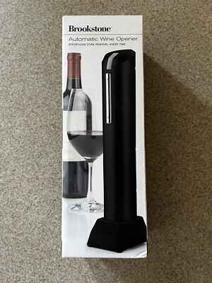 NEW Brookstone Automatic WINE OPENER & FOIL CUTTER Easy 1-touch Cork Removal