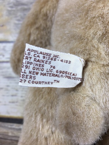 The Good Company Wood face bear plush pink bear Robert Raikes Applause 1990 vtg