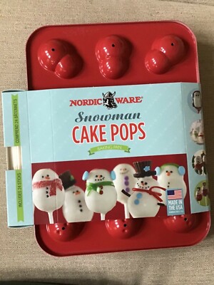 NEW Nordic Ware Holiday  SNOWMAN CAKE POPS Baking Mold Pan + Sticks HOLIDAY FUN!