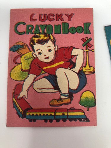 Mini Coloring Book Lot 1950s Unused Lucky Crayon Toy Train Dime Store NOS Vtg