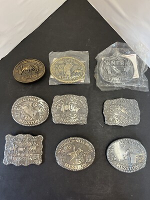 Hesston National Finals Rodeo NFR Belt Buckle Lot Of 9 . 1981-1989. NEW