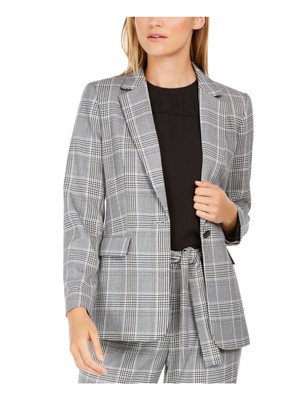 

CALVIN KLEIN Женская черная эластичная клетчатая куртка с карманами Petites, Черный, T9NJ9633