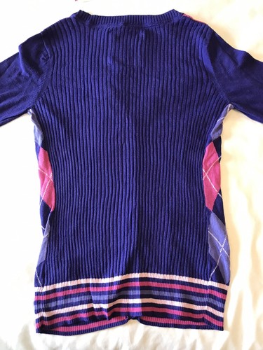NWT Justice Cardigan Sweater Argyle Pattern Pink Purple Long Sleeved Girls Sz 14