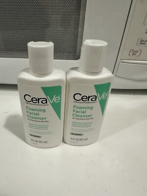 2 Pack Brand New Cerave Foaming Facial Cleanser 3oz Size Travel Size