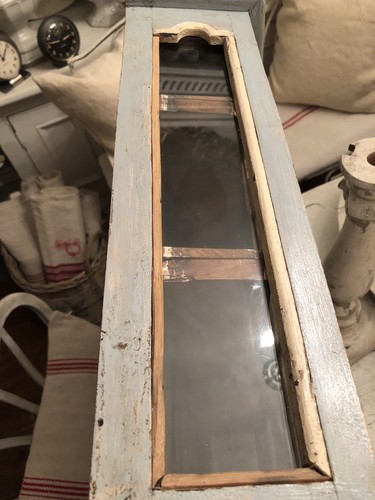 Vintage French Painted Wall Cabinet Spice Vitrine Display Curio Glass Curve Top