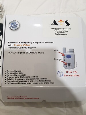 ATS Personal Emergency Response System 2-way Voice Pendant Communicator Set Used