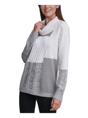 

CALVIN KLEIN Женский серый свитер из хлопковой смеси с длинным рукавом и воротником-хомутом