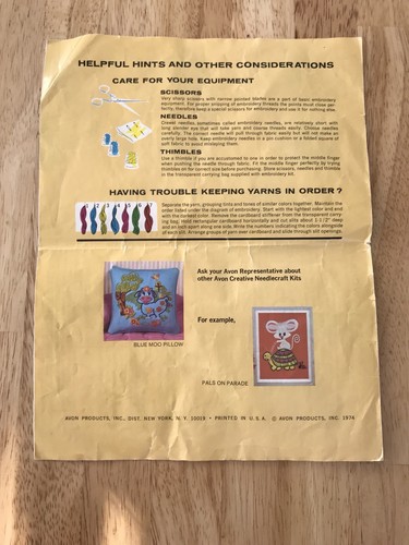 Avon Creative Needlecraft Vintage Crewel Embroidery Kit Vintage Cars Hanging