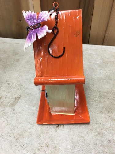 Orange Metal Birdhouse