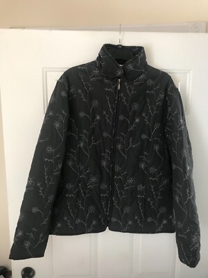 High Five Women Size XL  Zip Up Quilted Light Weight Lined Polyester Jacket EUC 