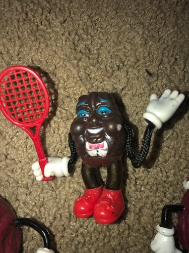 Lot of 3 California Raisins Toy Figures Vintage 1980’s Tennis Racket Shoes