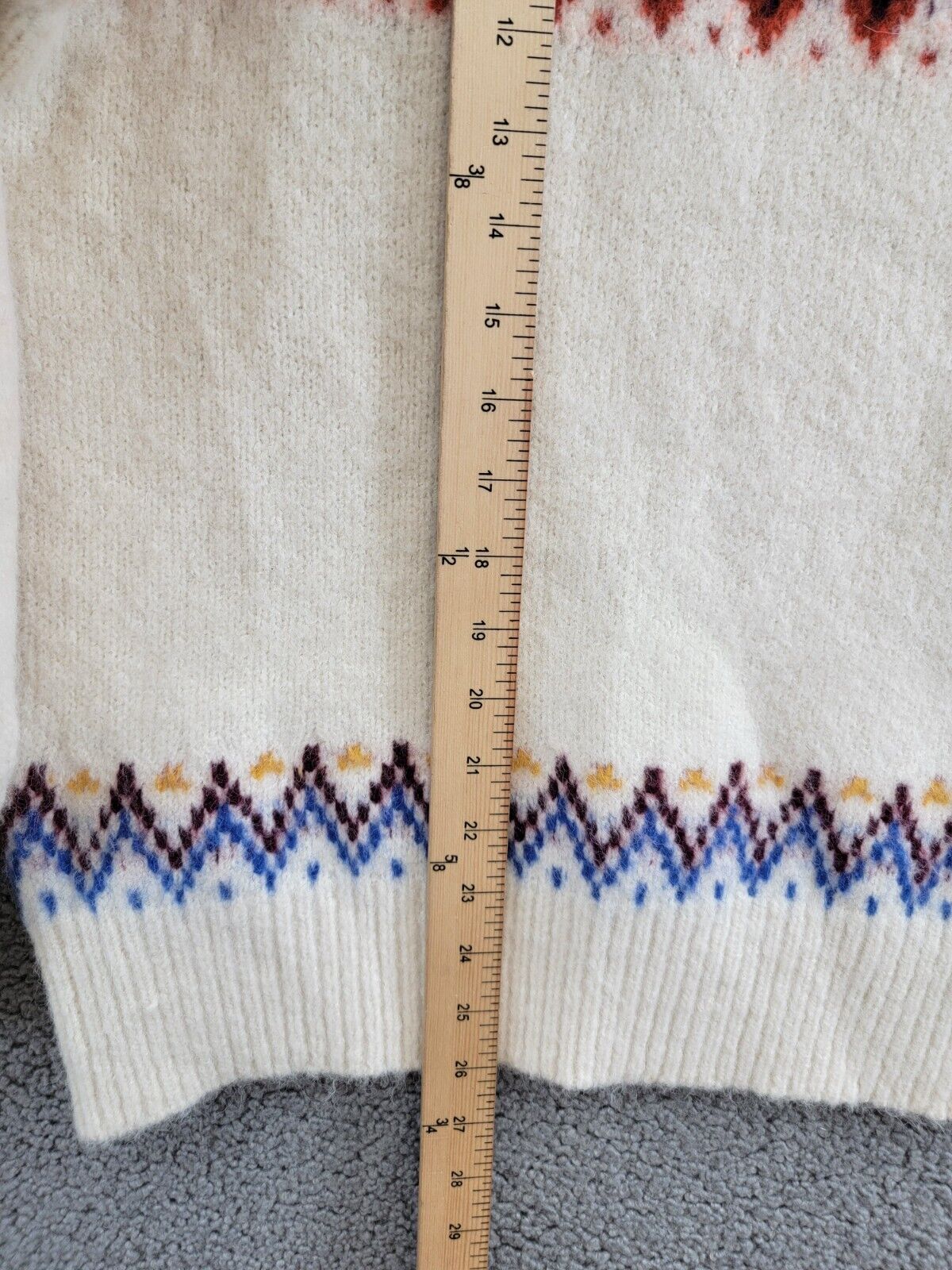 AQUA Fair Isle Sweater Women's M Cream Multi Crew Neck Long Sleeve Pullover - Picture 8 of 15