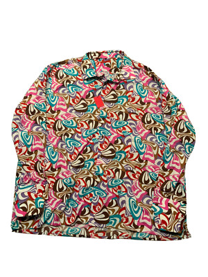NWT Luchiano Visconti Italia Cotton Psychedelic Multicolor Button Shirt Sz. 5XL
