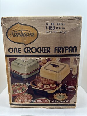 Sunbeam Crocker Frypan Electric Skillet & Crockpot Harvest Gold Factory Sealed
