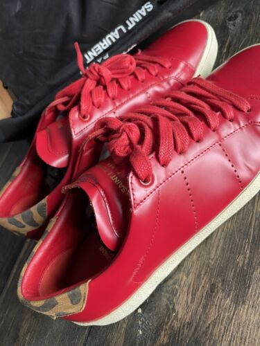 Saint Laurent Men's Red And Leopard Shoes Size 42 US 9 UK 8 Saint Laurent Men's Red And Leopard Shoes Size 42 US 9 UK 8