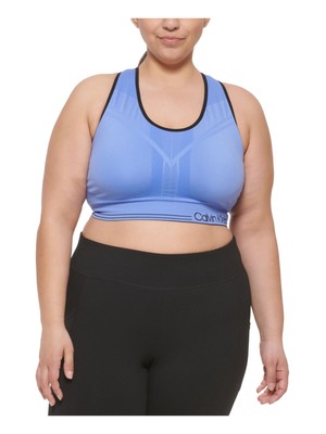 CALVIN KLEIN PERFORMANCE Intimates Blue Двустороннее спортивное бра с логотипом Plus 2X