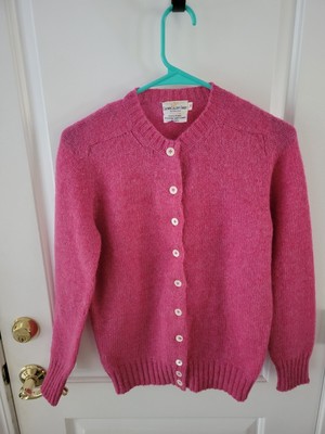 Crown Colony Shop Bermuda 100% Pure Scottish Shetland Wool Pink Cardigan Ladies