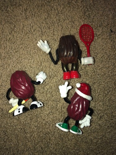 Lot of 3 California Raisins Toy Figures Vintage 1980’s Tennis Racket Shoes