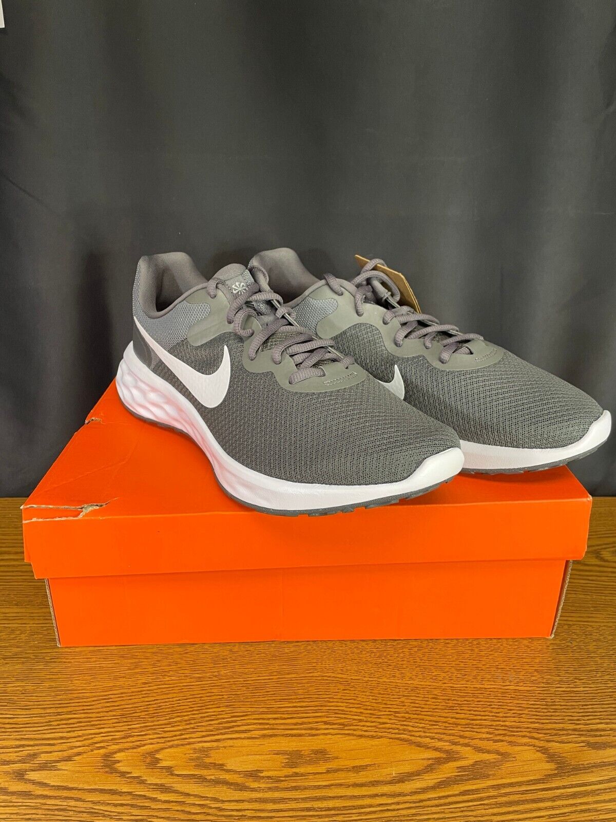 Nike Revolution 6 NN DC3728-004 Mens Iron Grey White Lace Up Nike Revolution 6 NN DC3728-004 Mens Iron Grey White Lace Up