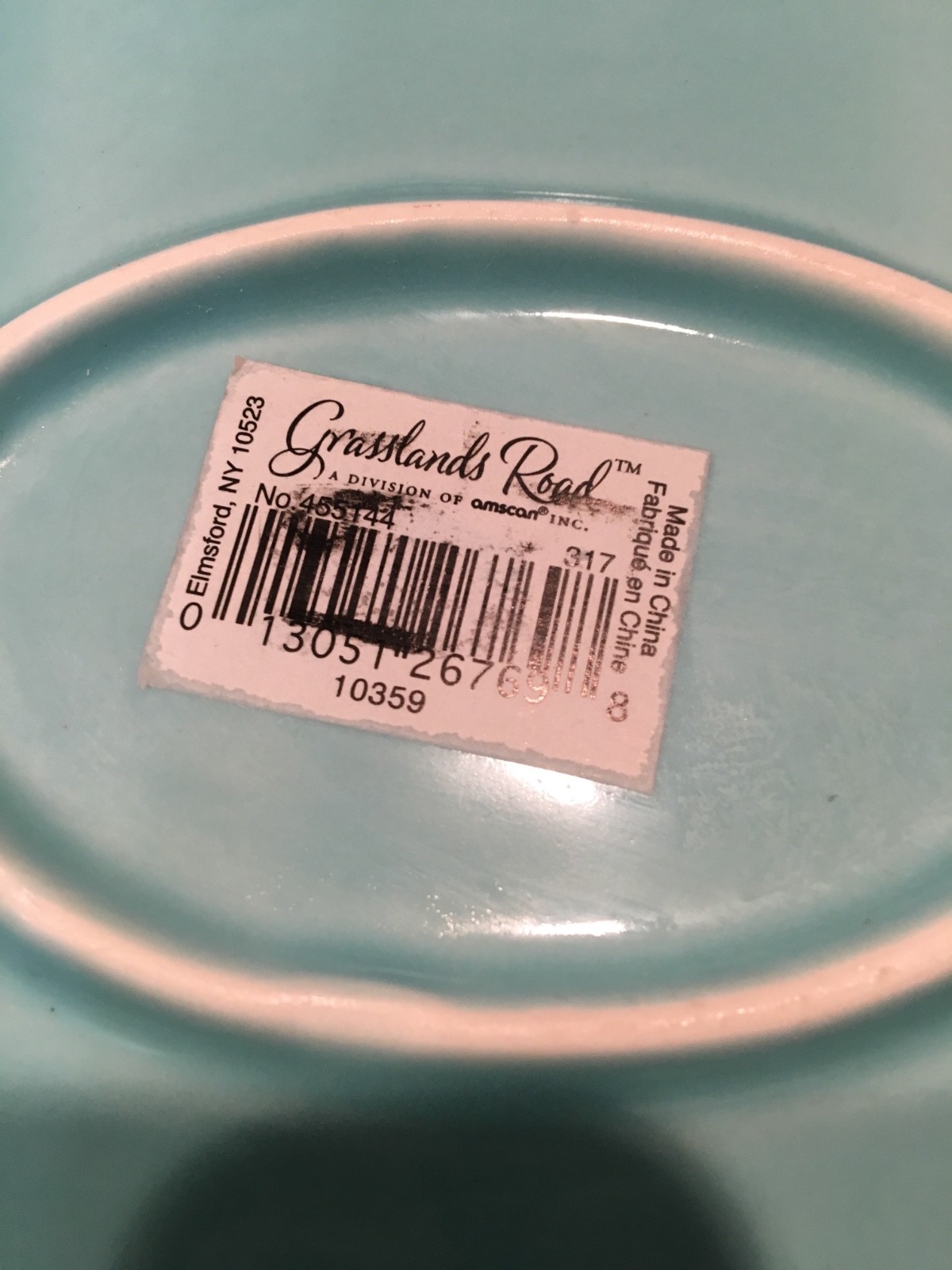 GRASSLAND ROAD  PLATTER GREEN BLUE MULTI FROG LILY PAD EUC