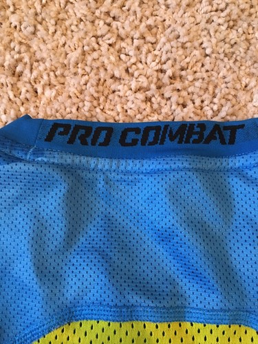 Nike Pro Combat Dri-Fit Mens Large Fitted Sleeveless Tank Top Shirt Blue Neon
