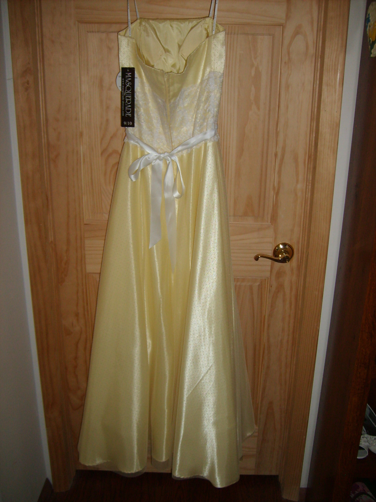 NEW Masquerade Yellow Vintage Look Long Formal Dress 7/8 or 9/10 Strapless Lace!