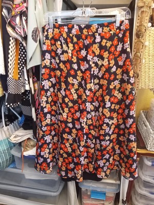 NWT Ann Taylor Factory maxi navy skirt with lavender/peach/orange flowers L